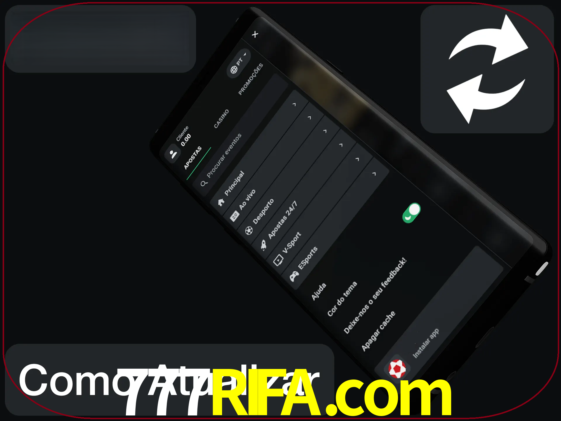 O aplicativo é atualizado automaticamente quando você faz o login.