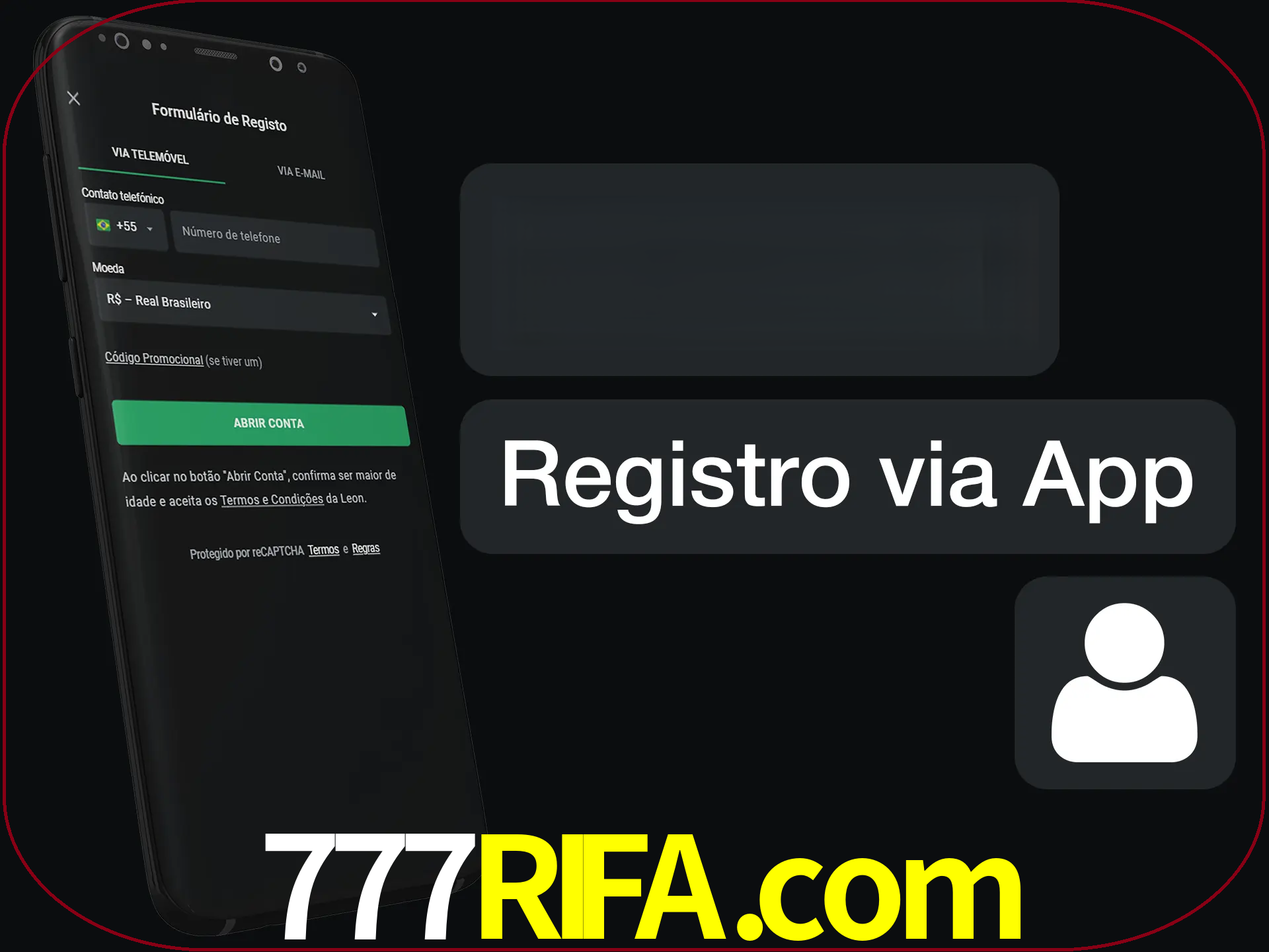 Registre-se com duas etapas usando o aplicativo.