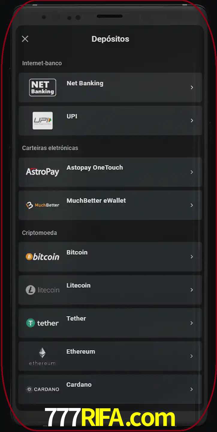 Você pode usar métodos alternativos de depósito.